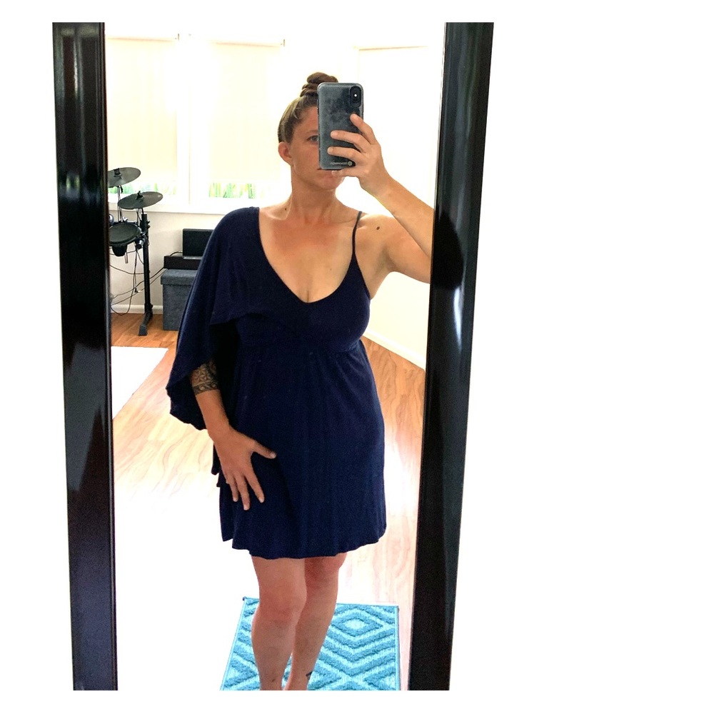 Dark Blue Cinnamon Dress w/ half cape